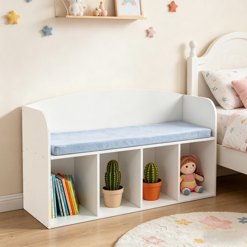 Bookshelf With Reading Nook, Storage Bench With Book Rack