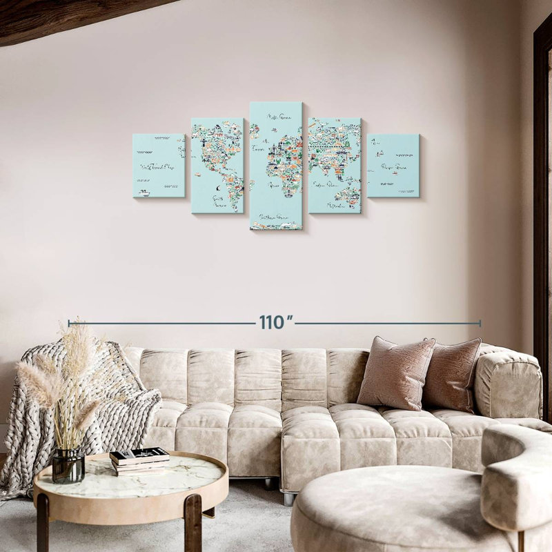 Educational World Map II, 34" H x 74" W