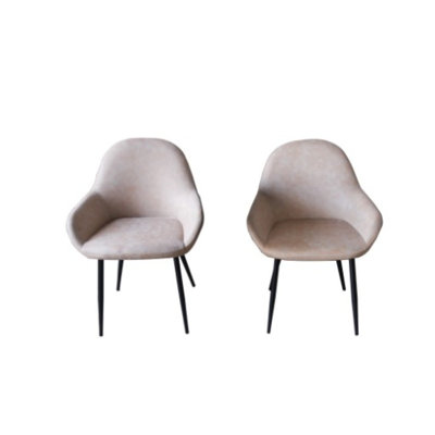 Chaise de salle à manger Odessa, ensemble de 2, beige rétro
