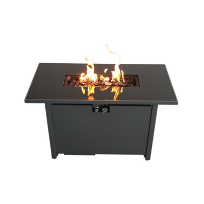 43” Smoked Glass Metal Rectangle Fire Pit