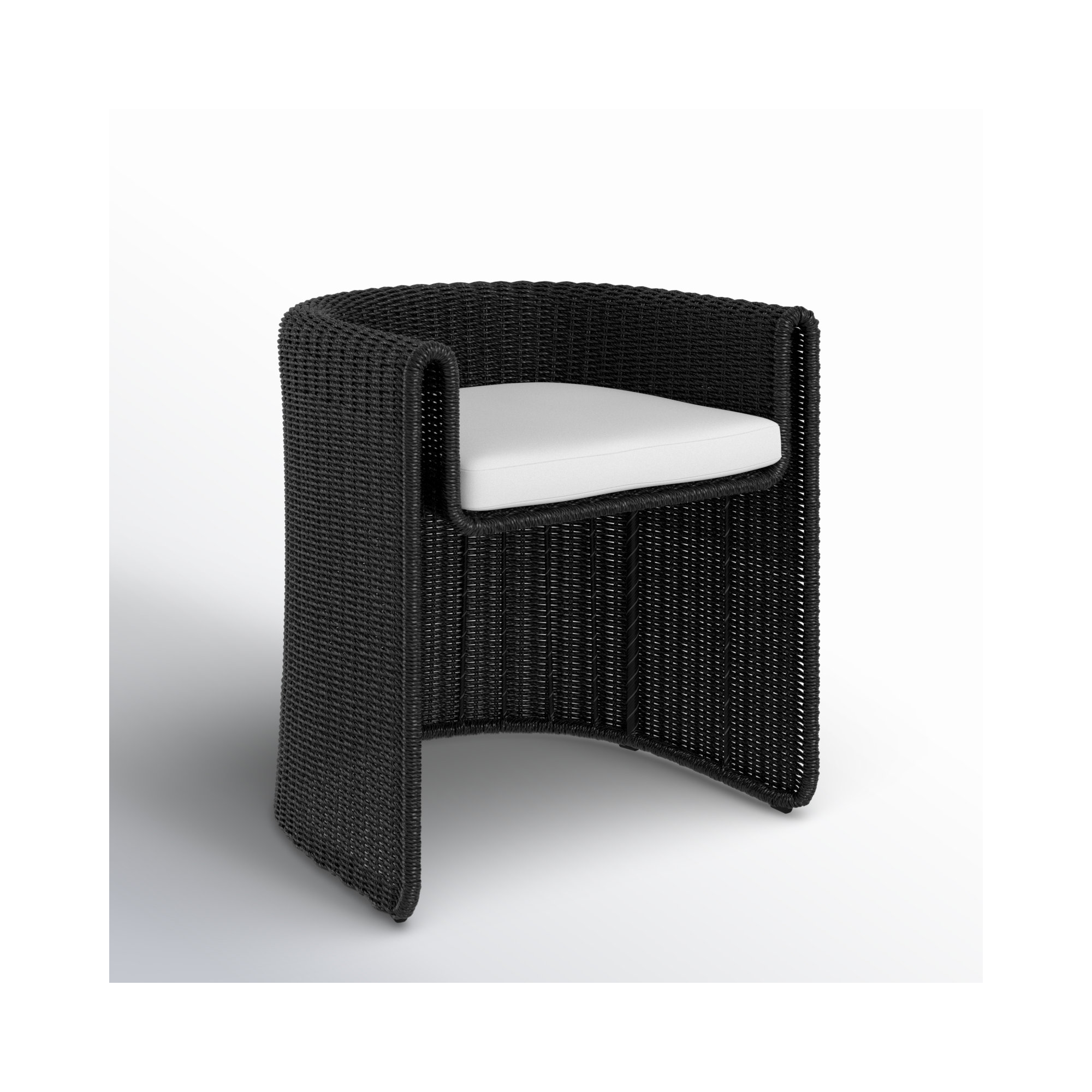 Madelena Wicker Patio Dining Armchair, Vintage Coal