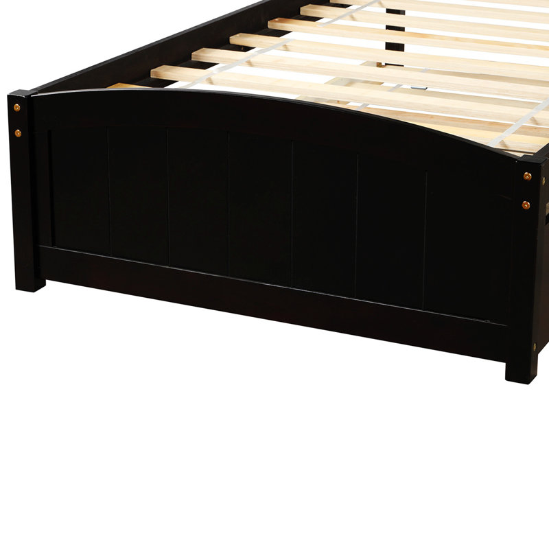 Malibu Twin Solid Wood Bed with Trundle, Espresso, Solid + Manufactured Wood