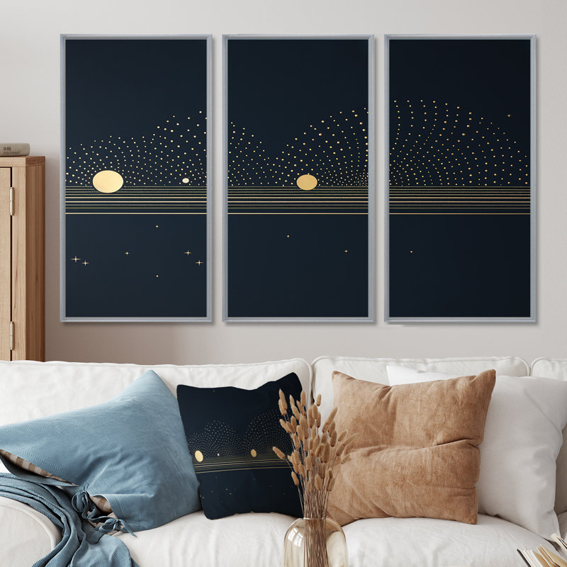 «Sheffield - Minimalisme», ensemble de reproductions d'art mural, H 28 po x l 36 po x P 1 po, Encadrement argenté