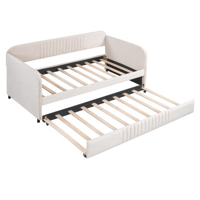 Upholstered Daybed Sofa Bed Twin Size With Trundle Bed And Wood Slat -  STYLISH, OKKK612-LP000127AAA