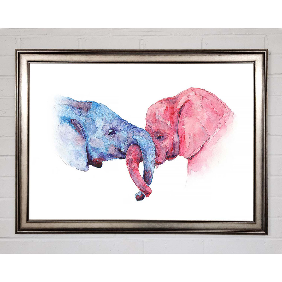 Gerahmtes Leinwandbild Elephant Trunk Love