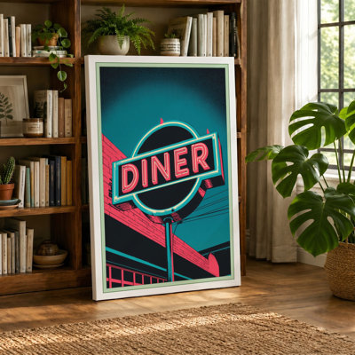 Neon Diner Sign Retro - Wrapped Canvas