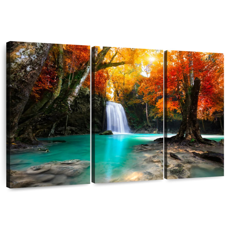 Cascade de la forêt d'automne d'Alvord, H 42 po x l 65 po