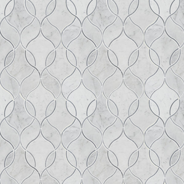 Carrara White Geometric 9 in. x 12 in. Polished Marble Mosaic Floor and Wall Tile