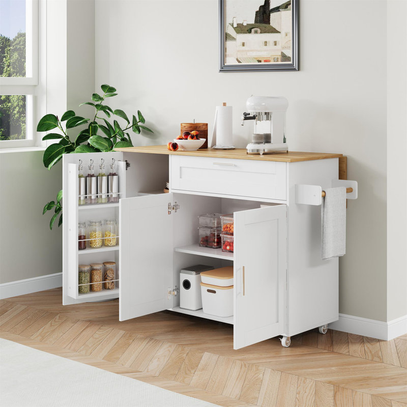 Kitchen Island With 1 Drawer And 3 Doors, White