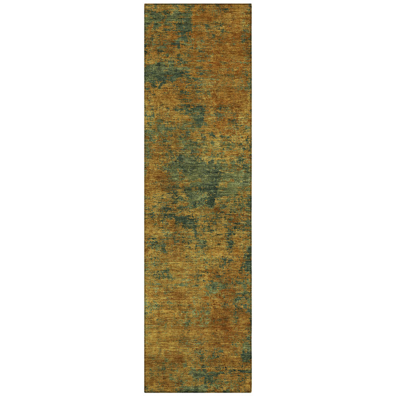 Sonata Orange Washable Indoor-Outdoor Rug - , 2'3" x 7'6"