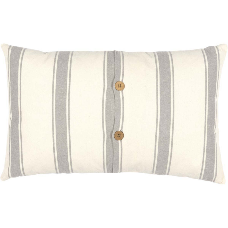 Grace Striped Creme and Gray Cotton Rectangular Pillow