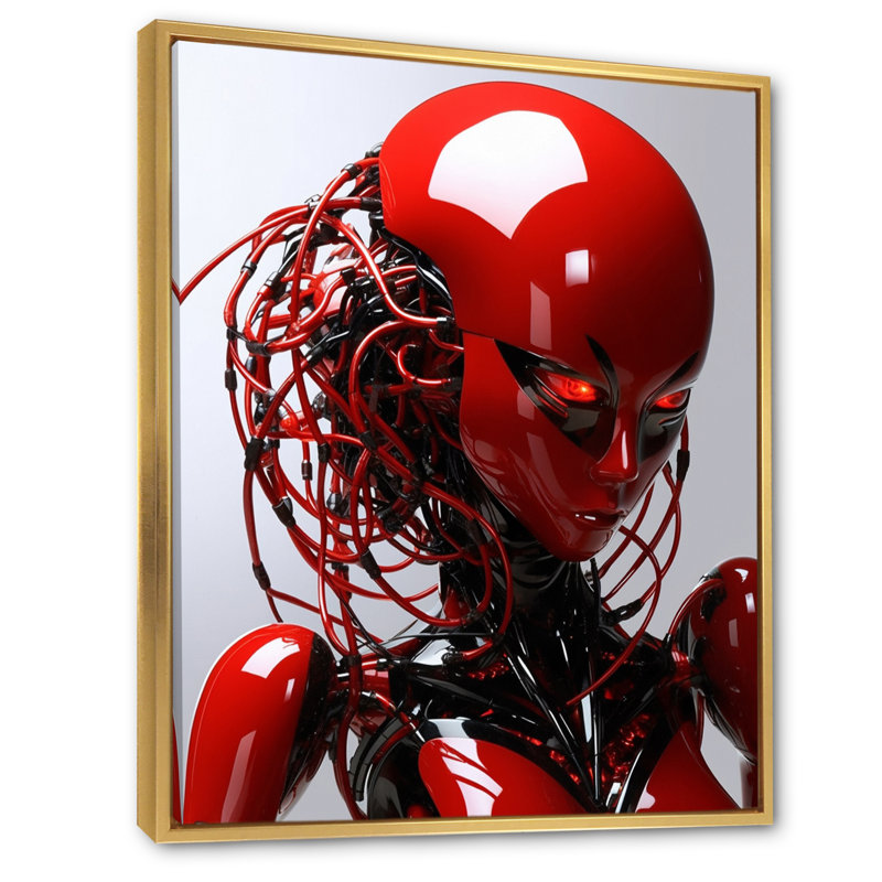 «Beastly Robot I» sur toile, Cadre flottant doré, H 40 po x l 30 po x P 1,5 po