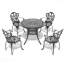 Ensemble de 5 meubles de patio en fonte d'aluminium avec coussins blanc cassé-1854208906