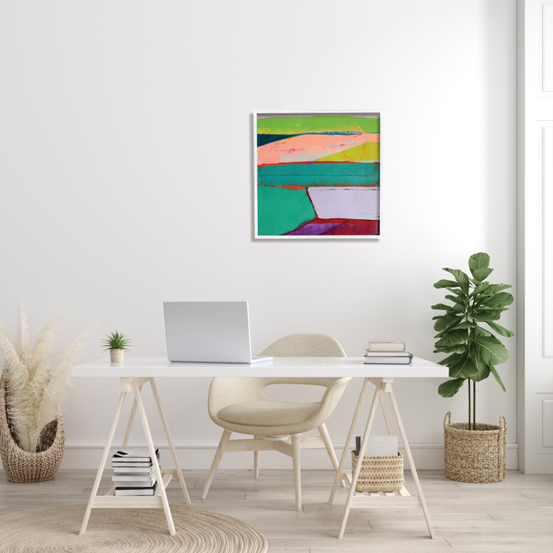 Radiant abstrait - peinture sur toile, Giclée encadrée blanc bord de mer, H 24 po x l 24 po x P 1,5 po