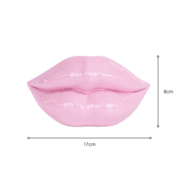 Magno Lips Decorative Object, 8" H x 17" W x 6" D, Pink