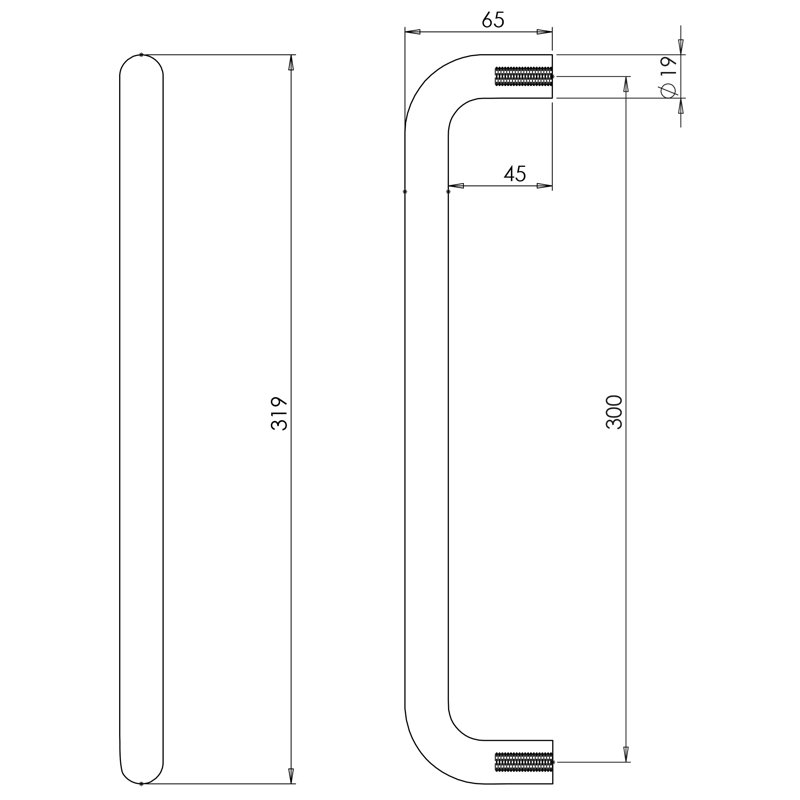 Nero 30cm Centre Arch Handle