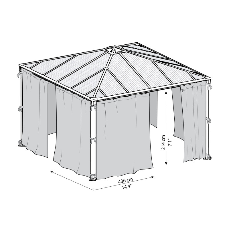 Gazebo Screen, 217cm H x 436cm W x 217cm D