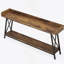 Console industrielle extra longue 70,9 pouces, canapé brun rustique avec structure en métal robuste pour les espaces étroits et une utilisation polyvalente