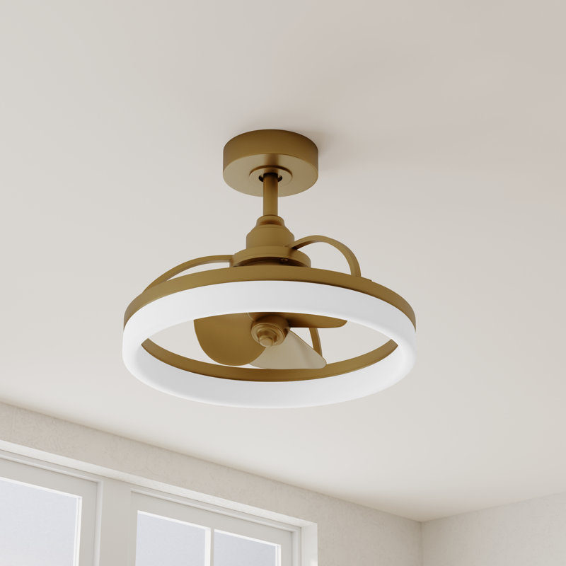 Shear 19'' Ceiling Fan with LED Lights, Brushed Bronze
