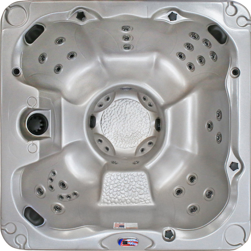American Spas 240 Volt 40 - Jet Acrylic Square Standard (Hardwired) Hot Tub with Ozonator, Silver Oak