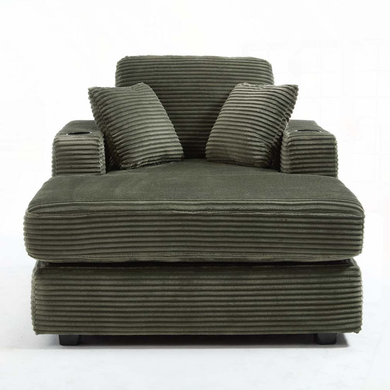 Chaise longue d'intérieur Nuvia avec mousse haute densité et porte-gobelets, Vert