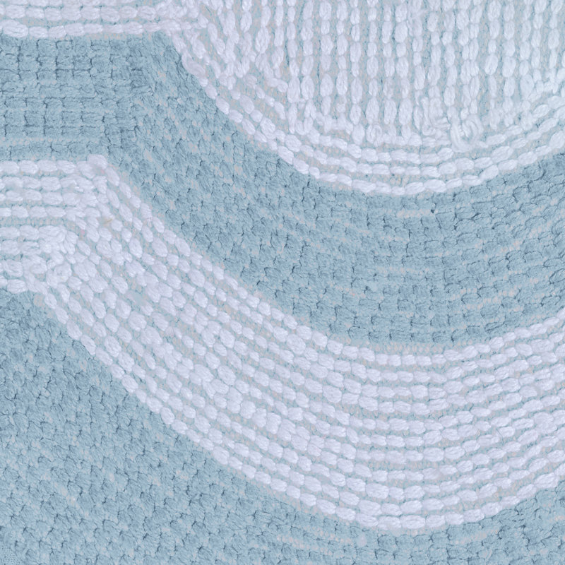 Tapis de bain 100% coton, Bleu ciel / centre blanc