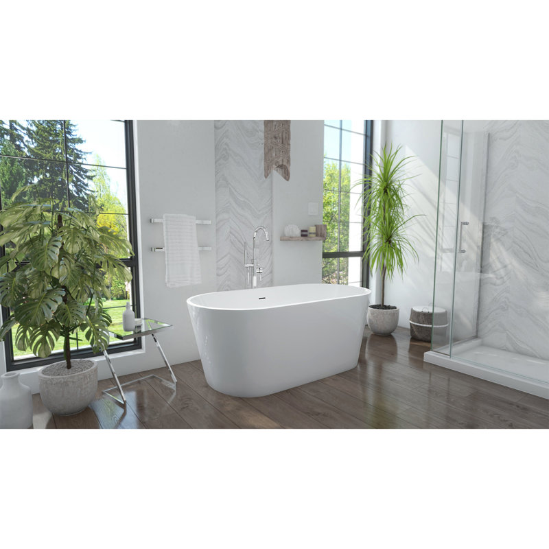 Baignoire autoportante en acrylique L 53 po x l 29-1 / 2 po x H 22-7 / 8 po Enigma, Nickel poli