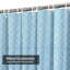 Rideau de douche bleu avec motif géométrique bleu et blanc à 12 crochets-129039401