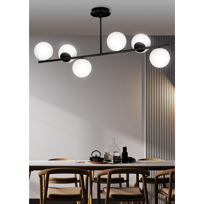 Gaen 6 - Light Kitchen Island Linear Pendant, Black