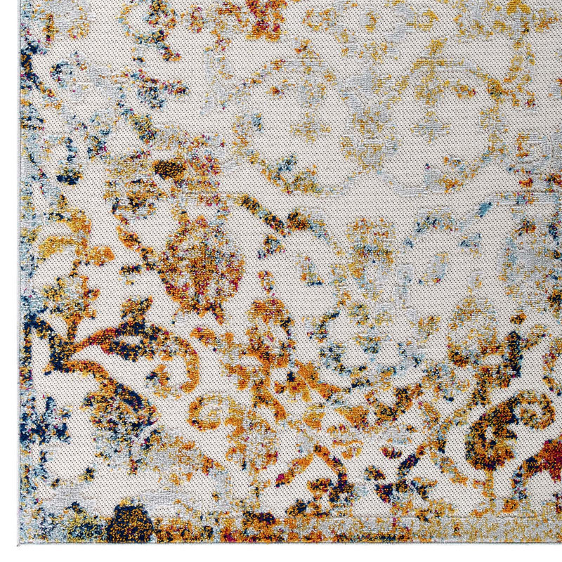 Tapis d'intérieur et d'extérieur à motif floral rétro Reflect Primrose par Modway, Rectangle de 5 pi x 8 pi