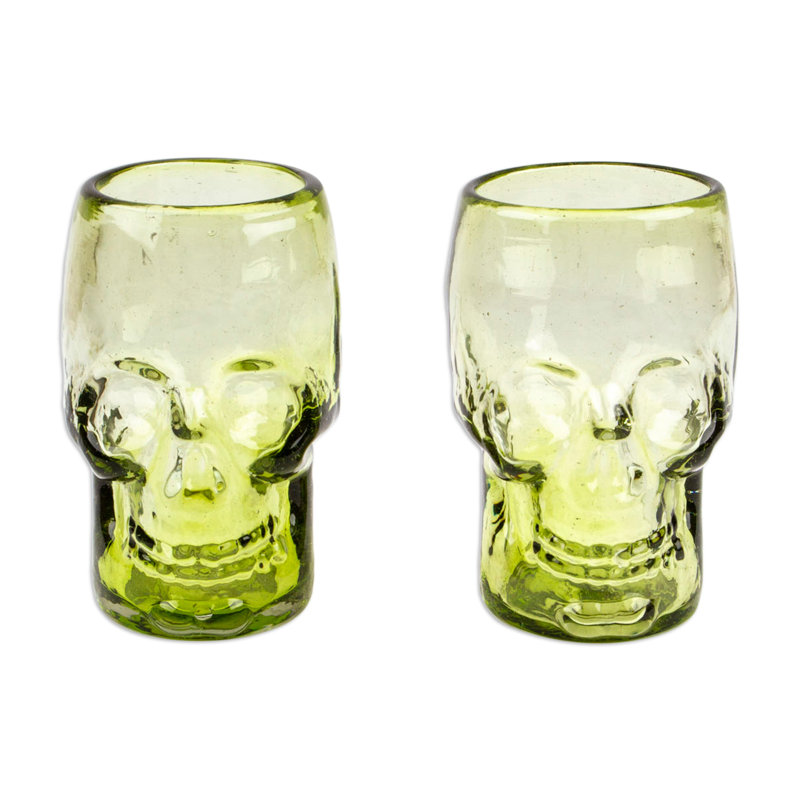 Gobelets en verre recyclé soufflé à la main Novica, Jaune clair