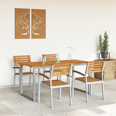 4 - Person Wood Patio Dining Set with Rectangular Table