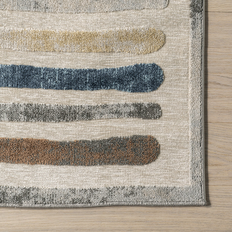 Jenae Multi Striped Machine Washable Area Rug, Rectangle 5'3" x 7'6"
