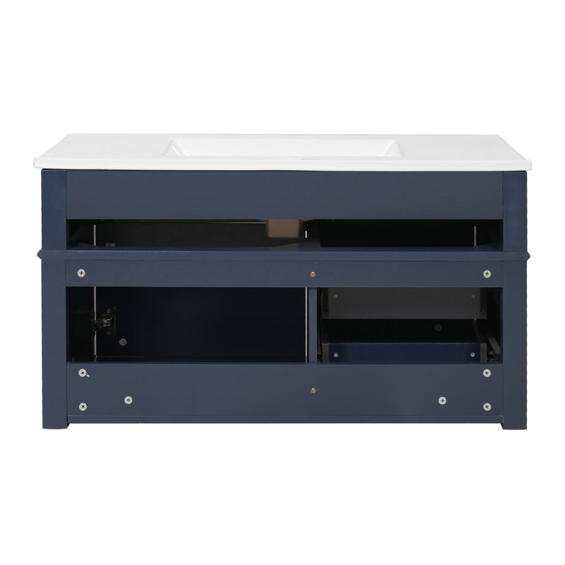Meuble-lavabo flottant 36 po avec lavabo en céramique 36 po, Blue