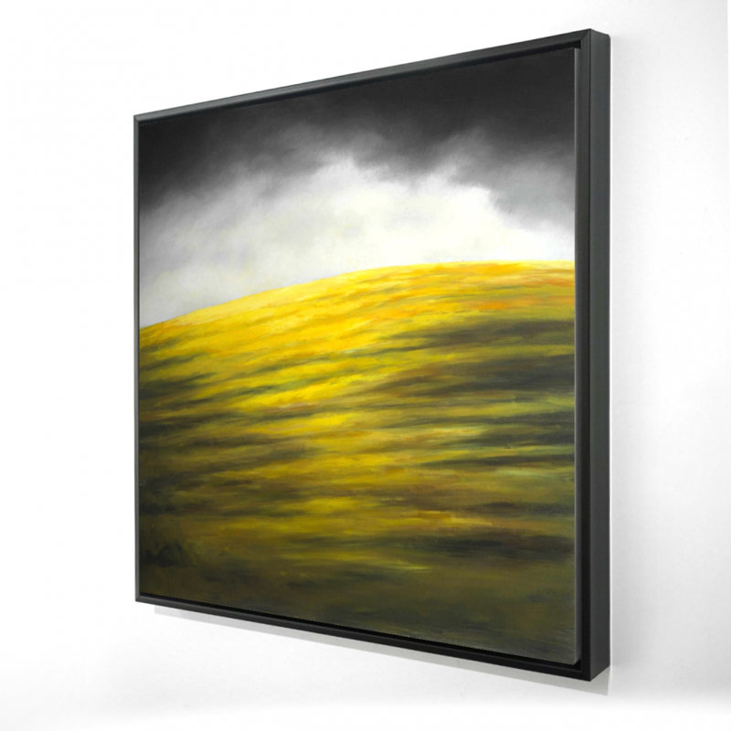 Colline jaune, reproduction sur toile, Toile encadrée noire, H 24 po x l 24 po