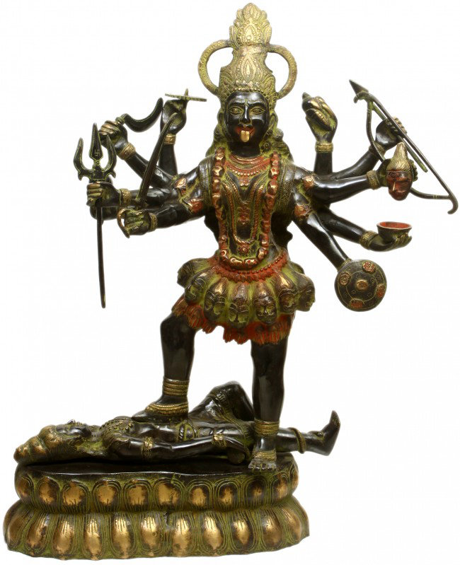 Handmade Statue Decorative Object, Black/Green