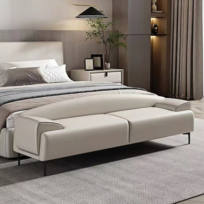 Banc rembourré Sile, Blanc cassé, H 21,65 po x l 70,86 po x P 19,68 po