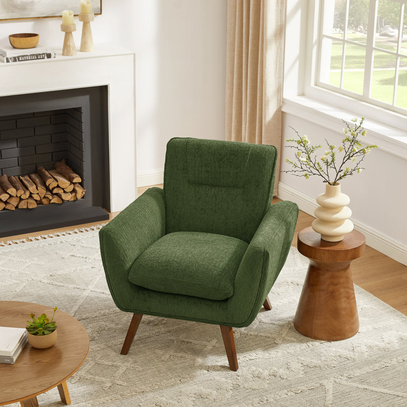 Robertia 32.68" W Upholstered Tufted Armchair, Green Fabric