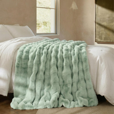 Soft Bubble Faux Fur Throw Blanket Luxury Rabbit Fur Bed Blankets for Couch, Bed, Gift