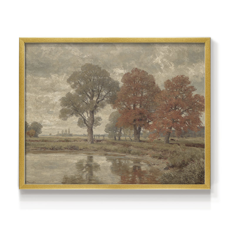 Paysages rétro-DCxxxiv-impression encadrée - réversible, H 11 po x l 14 po, Doré