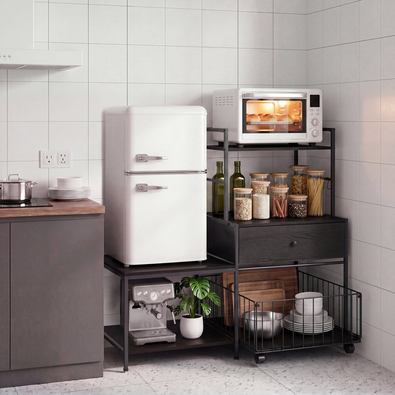 114 cm W Iron Storage Rack, Black