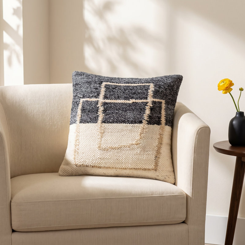 Daiquiri Abstract Wool Blend Throw Pillow, Pillow Cover Only - No Insert, 22" x 22"