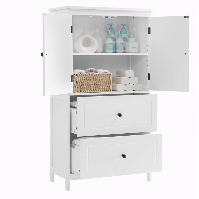 Armoire avec deux portes et tiroirs, Blanc