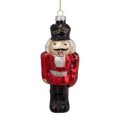 Ornement de Noël en verre 5 po rouge et noir