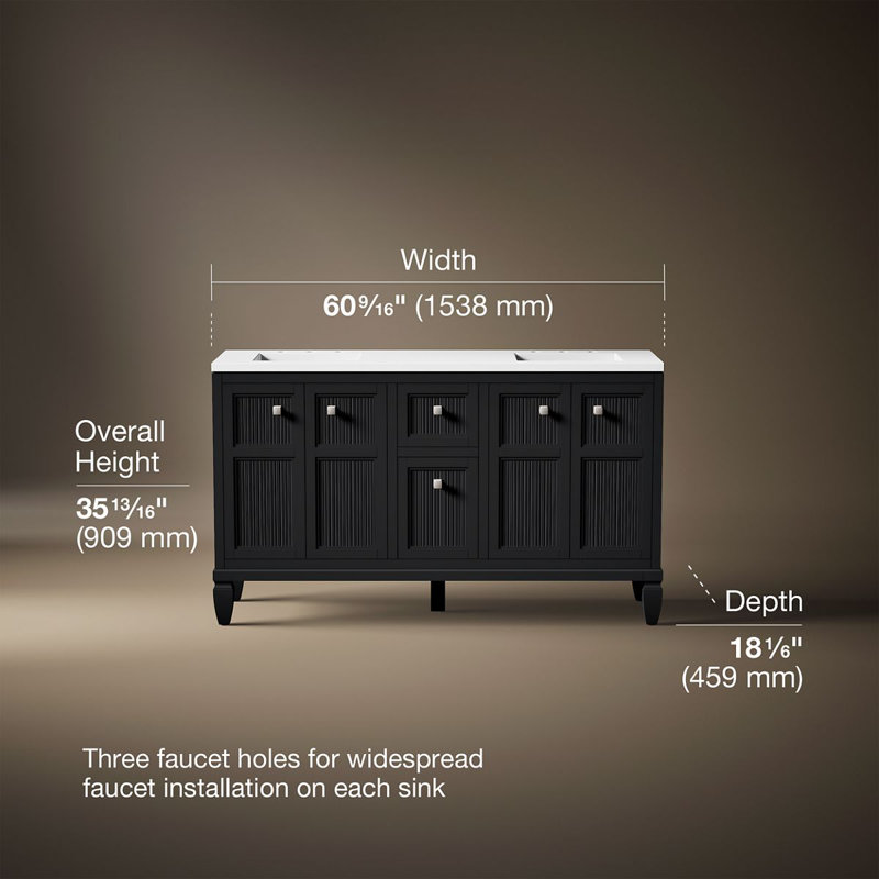 Hearthaven 60-In Bathroom Vanity Set, Slate Gray