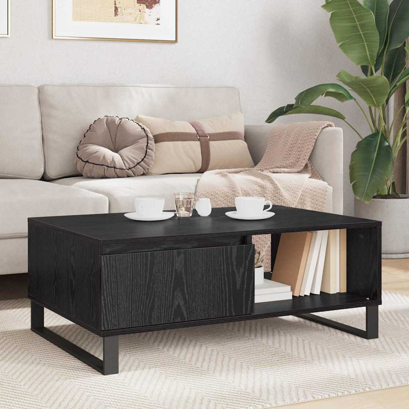 Coffee Table with Storage, Black Oak