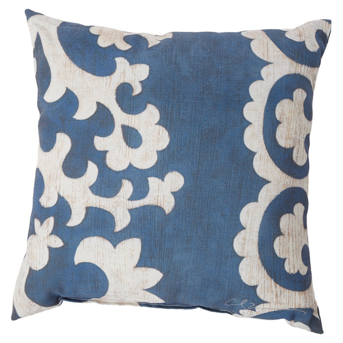  Scroll Indoor/Outdoor Throw Pillow, 18", Light Blue