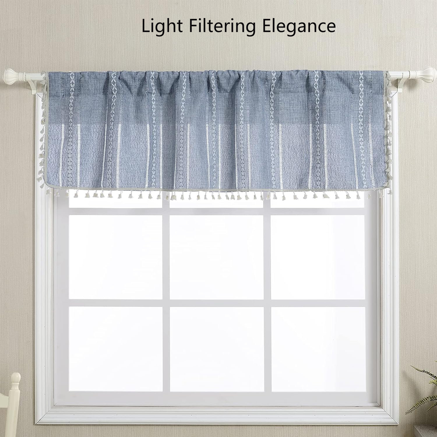 Tobran Boho Kitchen Valances for Windows Farmhouse Vintage Tassel ...