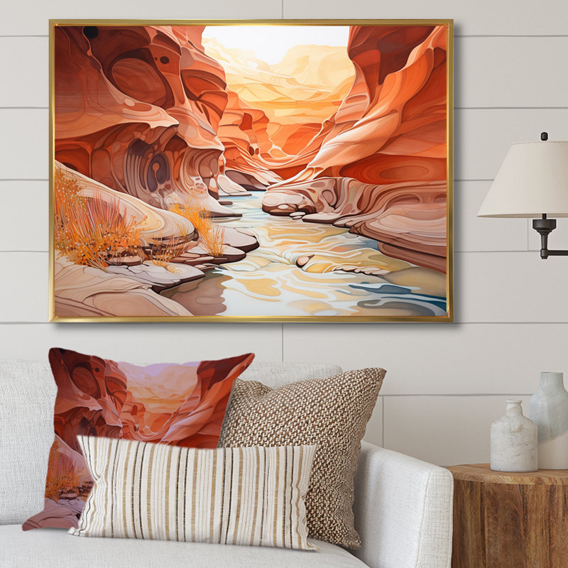 Canyon Antelope liquide Art V - Canyon, reproduction d'art sur toile encadrée, H 24 po x l 32 po x P 1 po