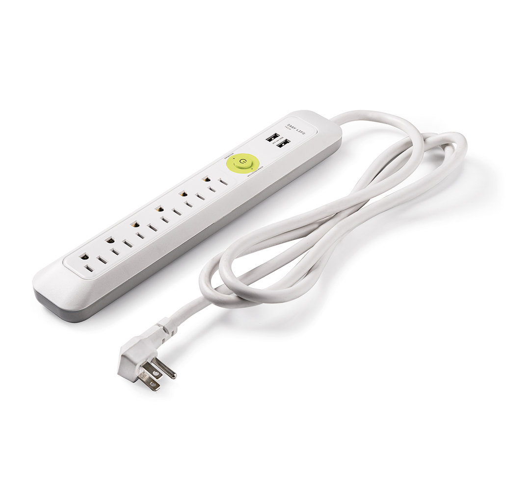 Power Strips 6-Outlet 2-USB Power Strip Surge Protector Easylife Tech